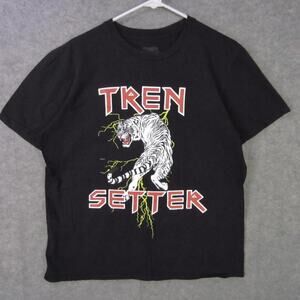 Tren Setter Shirt Mens Medium Black Tiger Graphic Lightning Streetwear T-Shirt